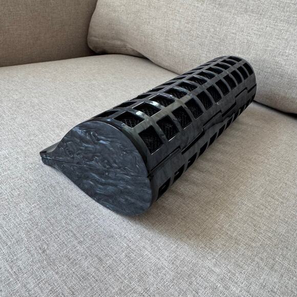 Cult Gaia Alana Shoulder Bag NEW Black Swirl Glossy Acrylic Windowpane Screened - Picture 5 of 8